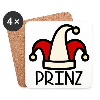 Prinzenmütze Karneval Prinz - Untersetzer (4er-Set) - Weiß - Vorne