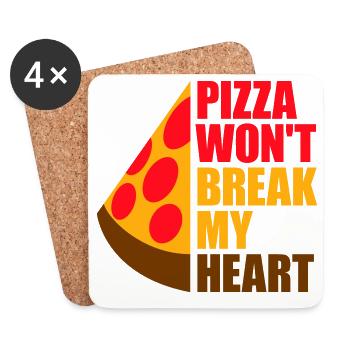 Pizza Won't Break My Heart Food Love Humor - Coasters (set of 4) - white - Front