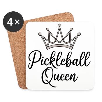 Pickleball Queen – elegantes, minimalistisches Damen-T-Shirt - Untersetzer (4er-Set) - Weiß - Vorne