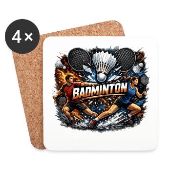 Badminton Fury Double Rush - Coasters (set of 4) - white - Front