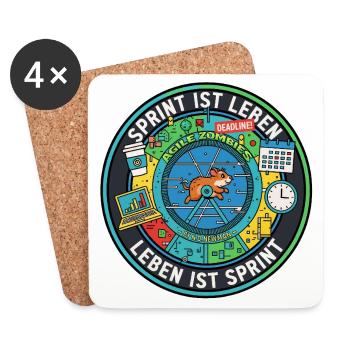 Sprint is life: Agile zombies in the hamster wheel - Coasters (set of 4) - white - Front