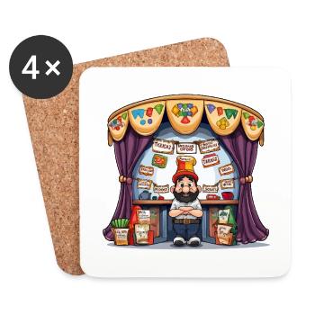 Magie du Marché : Le Marchand de la Coupe - Dessous de verre (lot de 4) - blanc - Devant