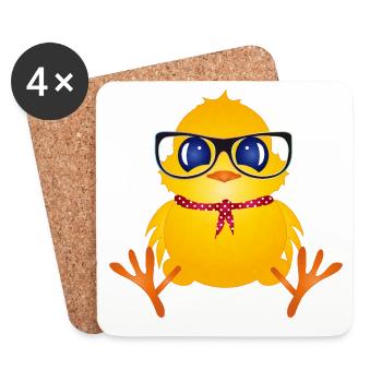 Une fille mignonne avec des lunettes de nerd - Dessous de verre (lot de 4) - blanc - Devant