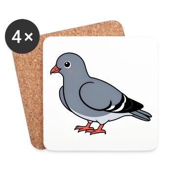 Colombe gris dessin animé avec des pattes orange - Dessous de verre (lot de 4) - blanc - Devant