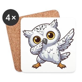 Cool Snowy Owl Dabbing Kids Owl Dab - Coasters (set of 4) - white - Front