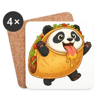 Süßer Panda Taco Fast Food Lustig Skurril Cartoon - Untersetzer (4er-Set) - Weiß - Vorne