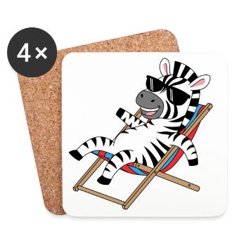 Zebra in deck chair with sunglasses - Coasters (set of 4) - white - Front