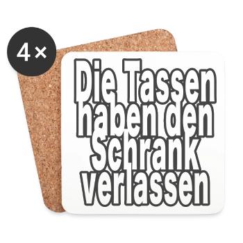 The cups have left the cupboard! - Coasters (set of 4) - white - Front