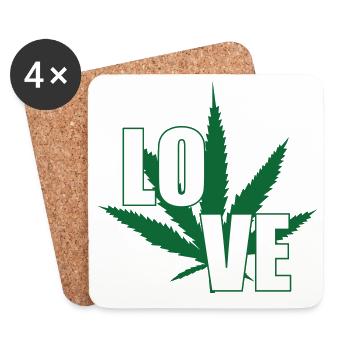 Cannabis - Weed - Legalize - Dessous de verre (lot de 4) - blanc - Devant