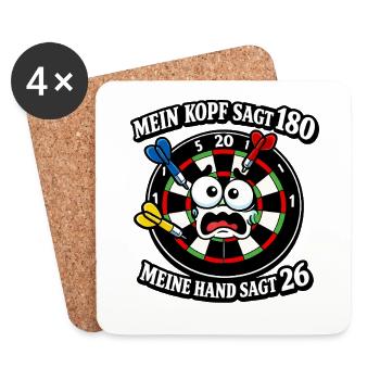 Kopf sagt 180, Hand sagt 26 - Untersetzer (4er-Set) - Weiß - Vorne