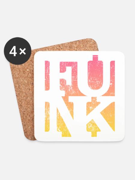 Funk Retro Musik - Untersetzer (4er-Set) - Weiß