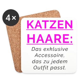 CHEVEUX DE CHAT - Accessoire qui va avec n’importe quelle tenue - Dessous de verre (lot de 4) - blanc - Devant