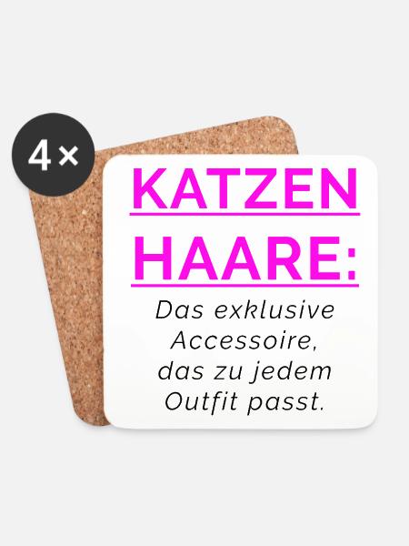 KATZENHAARE - Accessoire das zu jedem Outfit passt - Untersetzer (4er-Set) - Weiß