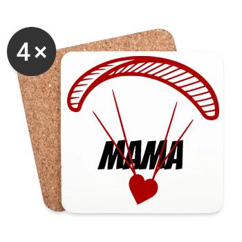 Parapente avec maman écriture et cœur - Dessous de verre (lot de 4) - blanc - Devant
