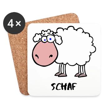 Schaf - Untersetzer (4er-Set) - Weiß - Vorne