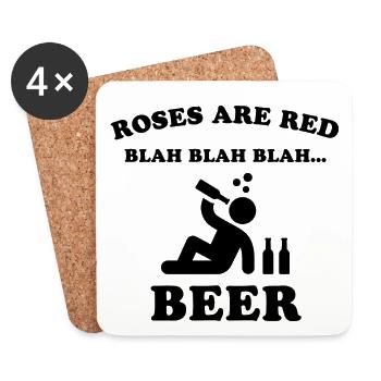 Roses are red – Beer - Coasters (set of 4) - white - Front