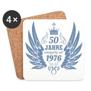 Einzigartiger 50. Geburtstag Jahrgang Engel Flügel - Untersetzer (4er-Set) - Weiß - Vorne