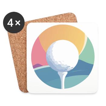 Golfball im bunten Farbkreis dezentes Golf Motiv - Untersetzer (4er-Set) - Weiß - Vorne