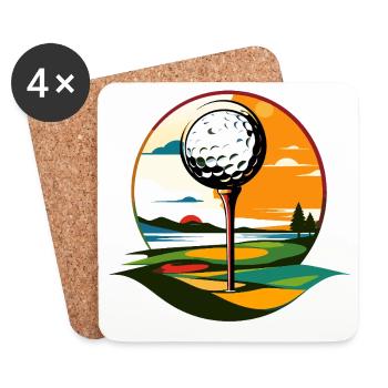 Golf Ball on Golf Course Golfer Landscape Motif - Coasters (set of 4) - white - Front