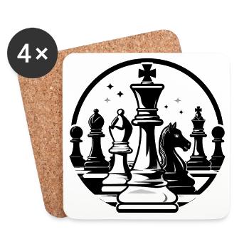 Schachduell im Schwarzweiß Schach Motiv - Untersetzer (4er-Set) - Weiß - Vorne