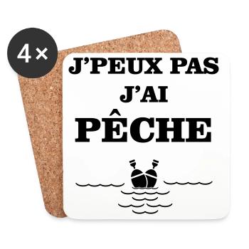 Je ne peux pas j'ai pêche  - Dessous de verre (lot de 4) - blanc - Devant