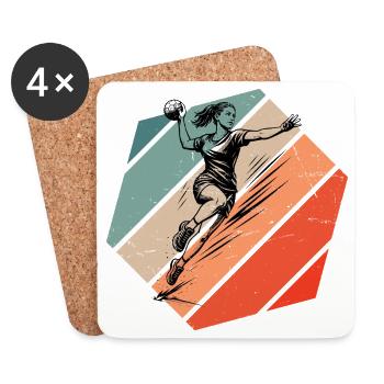 J’adore le handball avec un motif cool pour le handball pour - Dessous de verre (lot de 4) - blanc - Devant