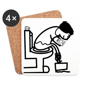 Funny man on toilet toilet humor - Coasters (set of 4) - white - Front