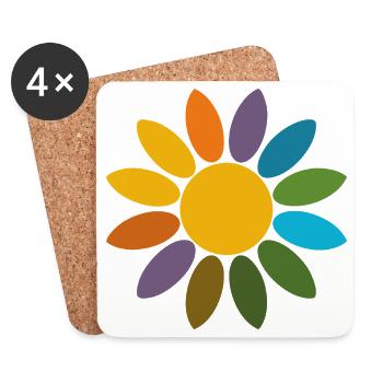 Colorful Flower Color Wheel Retro Flower Design - Coasters (set of 4) - white - Front