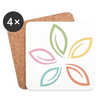 Pastel Flower Minimalist Flower Line Art - Coasters (set of 4) - white - Front