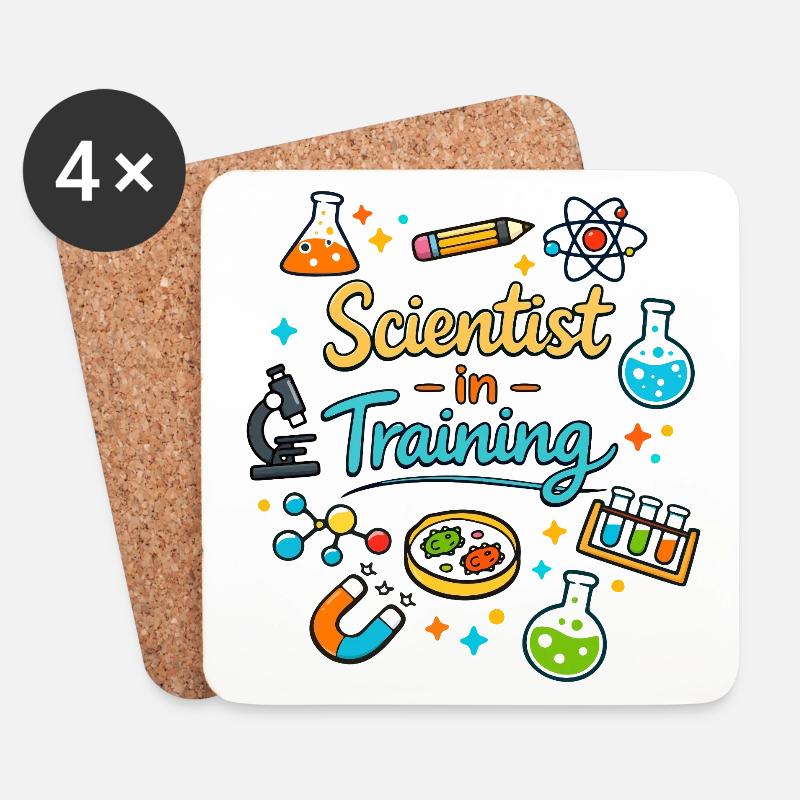 Jeune scientifique en formation - Dessous de verre (lot de 4) - blanc