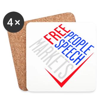 Marché de la liberté d’expression Peuple Libertarian Freedom Logo - Dessous de verre (lot de 4) - blanc - Devant