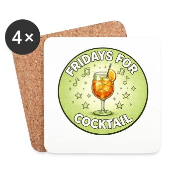 Freitags Cocktail Retro-Design - Untersetzer (4er-Set) - Weiß - Vorne