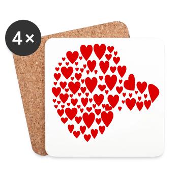 Dackel Hunde - Kopf Herz - Untersetzer (4er-Set) - Weiß - Vorne