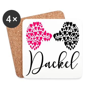 Dackel Hunde Liebe - Untersetzer (4er-Set) - Weiß - Vorne