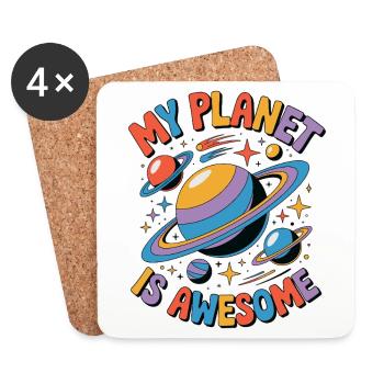 My Planet Is Awesome - Untersetzer (4er-Set) - Weiß - Vorne