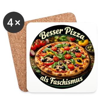 Meilleure pizza que fascisme - Dessous de verre (lot de 4) - blanc - Devant
