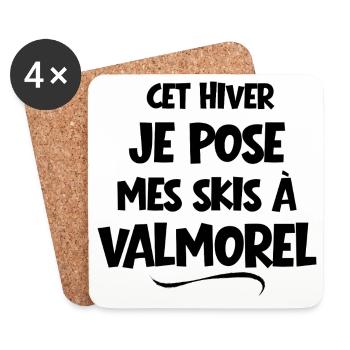 skier, domaine skiable, station de ski - Dessous de verre (lot de 4) - blanc - Devant