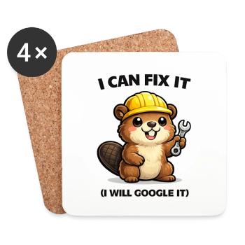 Beaver Mechanic: I Can Fix It - Coasters (set of 4) - white - Front