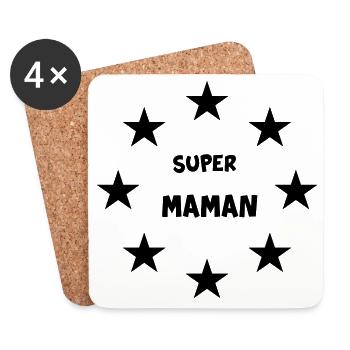 Super-Mama - Untersetzer (4er-Set) - Weiß - Vorne
