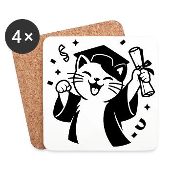 Diplôme Cat - Dessous de verre (lot de 4) - blanc - Devant