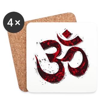 Om Symbol Spiritual Yoga Vintage Red - Coasters (set of 4) - white - Front