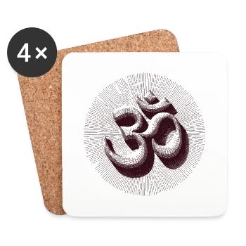Vintage Om Symbol Engraving Style Brown - Coasters (set of 4) - white - Front