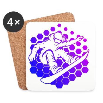 Motif de snowboard frais pour le snowboard féminin - Dessous de verre (lot de 4) - blanc - Devant