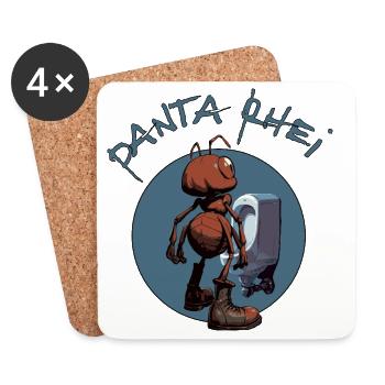 Panta rhei - ant in front of urinal - everything flows - Coasters (set of 4) - white - Front