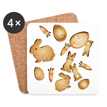 Osterplätzchen Keks Motive Set mit Hase & Ei  - Untersetzer (4er-Set) - Weiß - Vorne