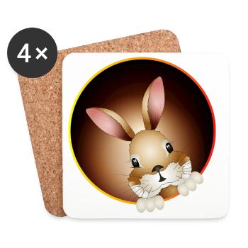Un lapin curieux sort du terrier du lapin - Dessous de verre (lot de 4) - blanc - Devant