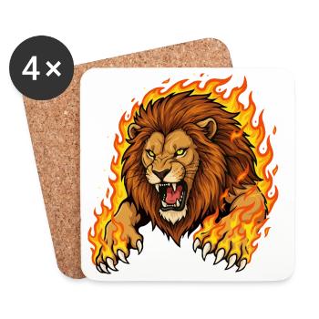 Lion in Flames - Coasters (set of 4) - white - Front