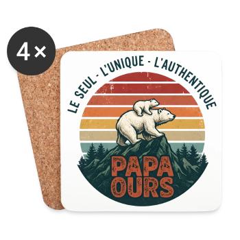 Papa Ours Montagne Retro Soleil - Dessous de verre (lot de 4) - blanc - Devant