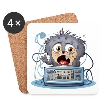 Cuddly Monster Boombox - Coasters (set of 4) - white - Front