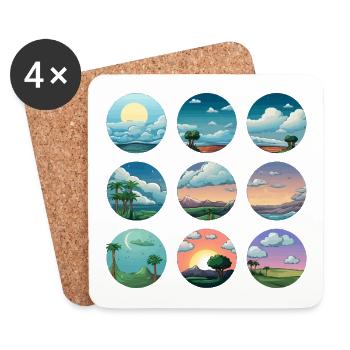 Paysages circulaires du soleil - Dessous de verre (lot de 4) - blanc - Devant
